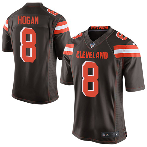 Men's Limited Kevin Hogan Nike Jersey Brown Home - #8 NFL Cleveland Browns